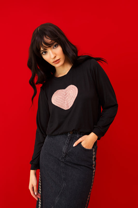 Black Pink Heart Sweatshirt