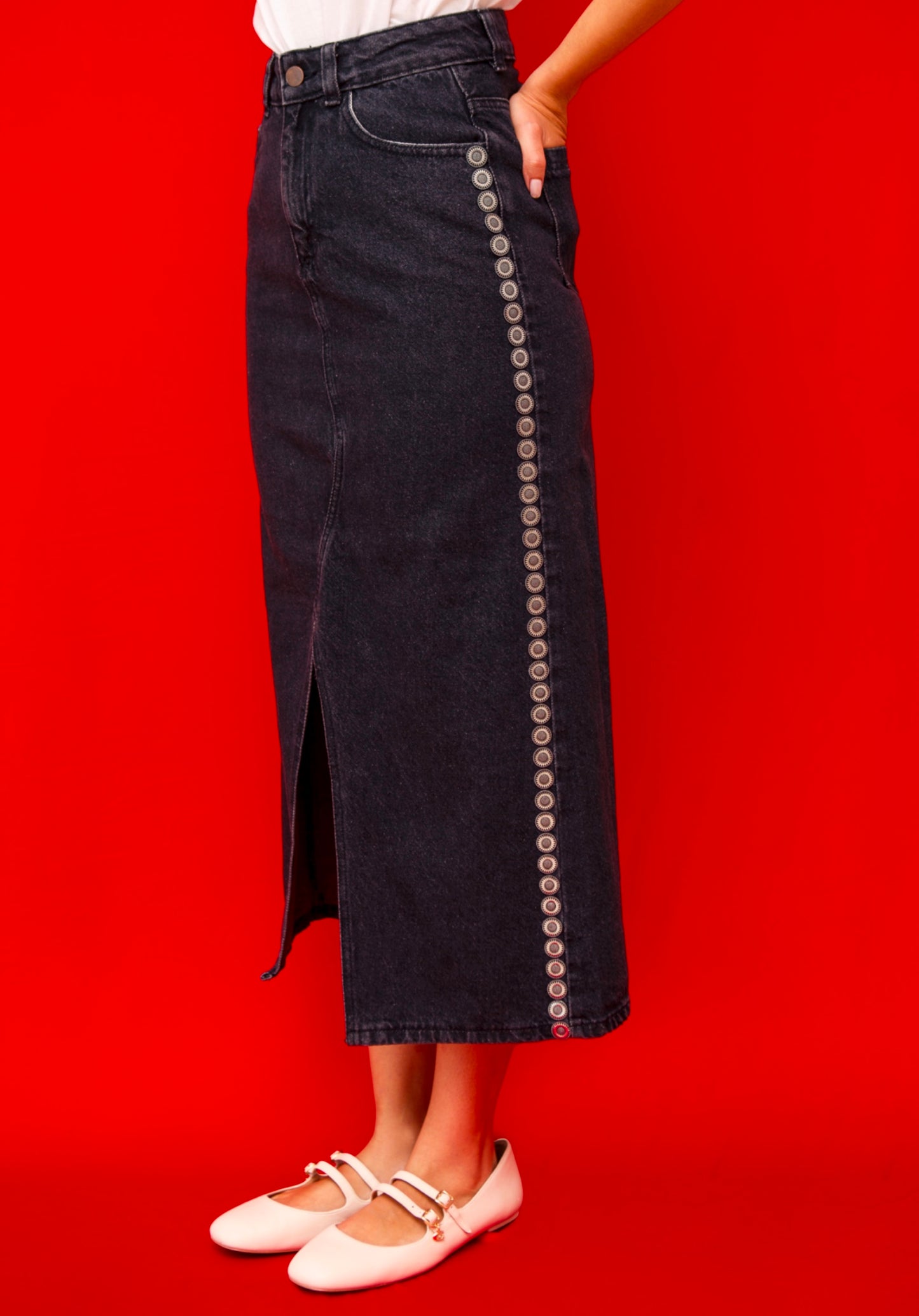 Disco Lover Black Denim Skirt