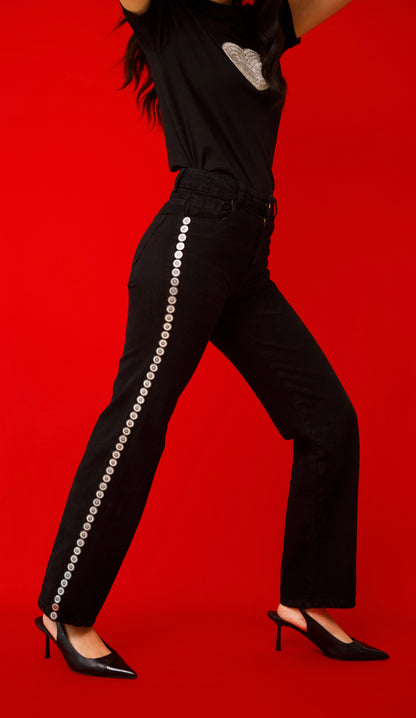 Disco Lover Black Denim Pant