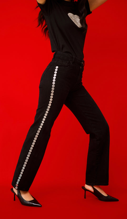 Disco Lover Black Denim Pant