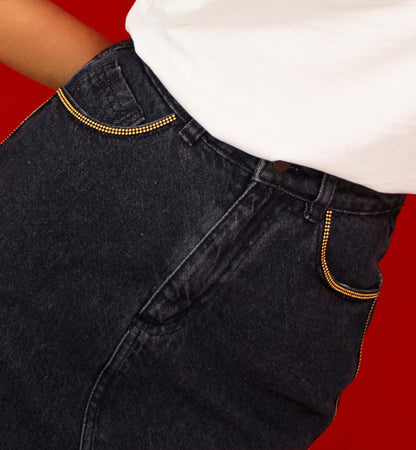 Black Gold Denim Lover Skirt