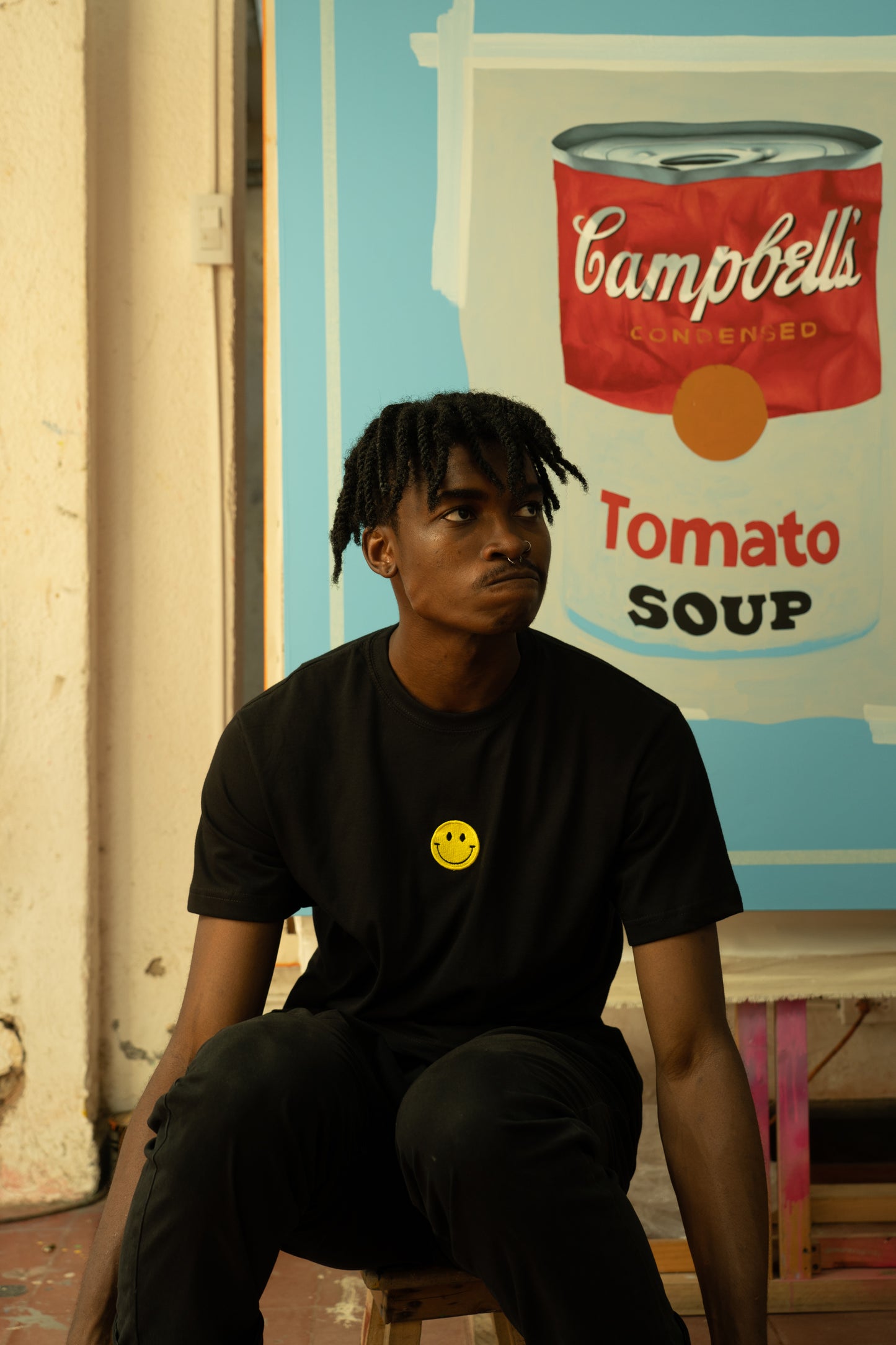 Happy Face  Black T-shirt