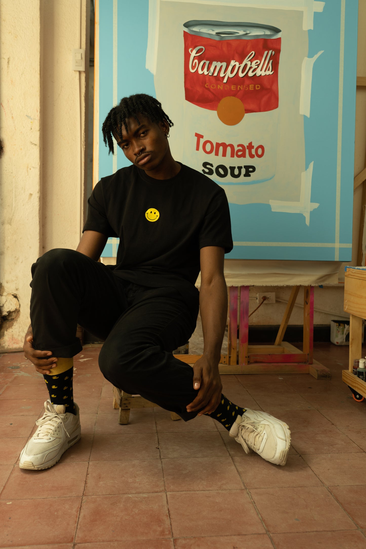 Happy Face  Black T-shirt