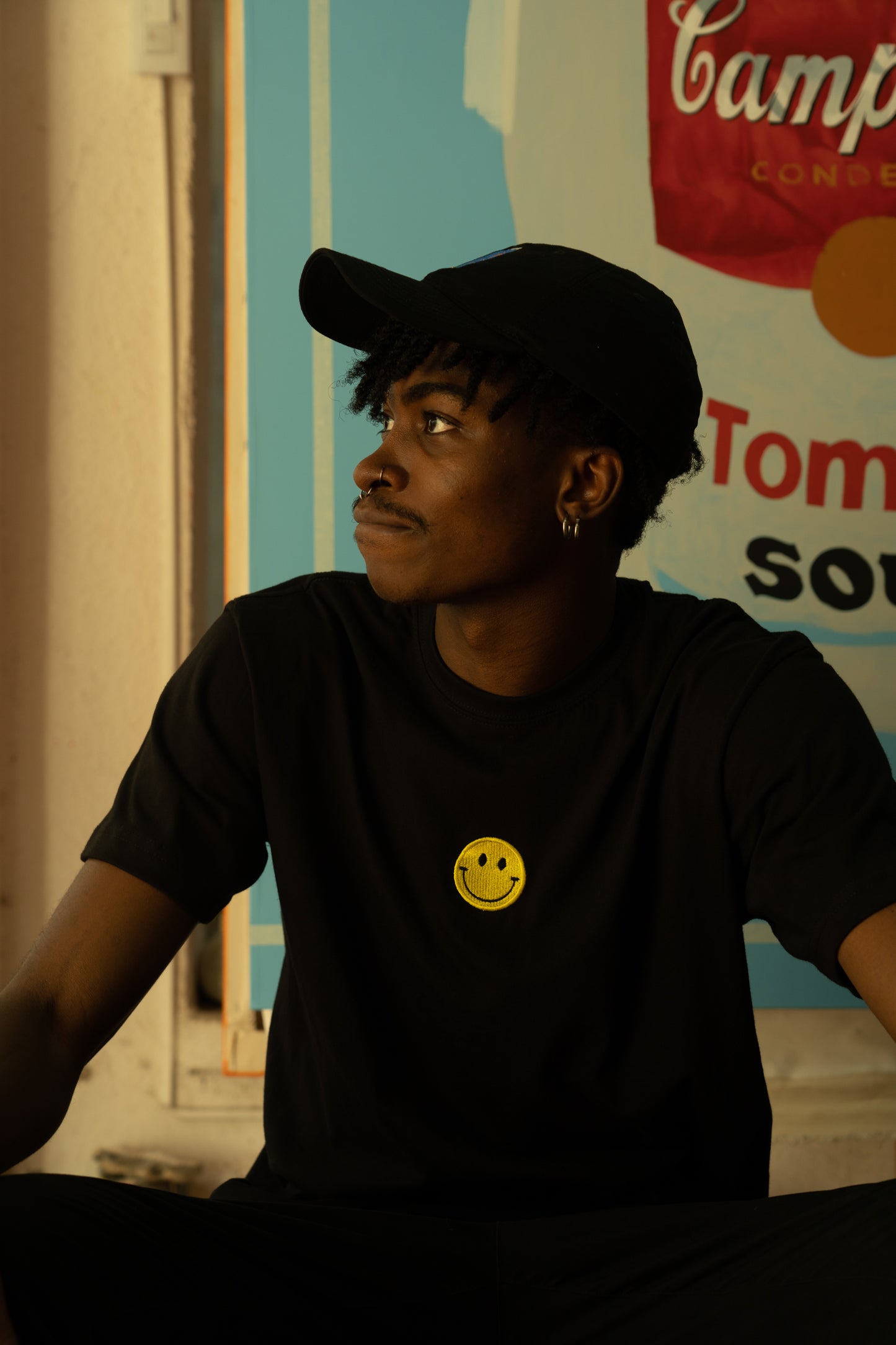 Happy Face  Black T-shirt