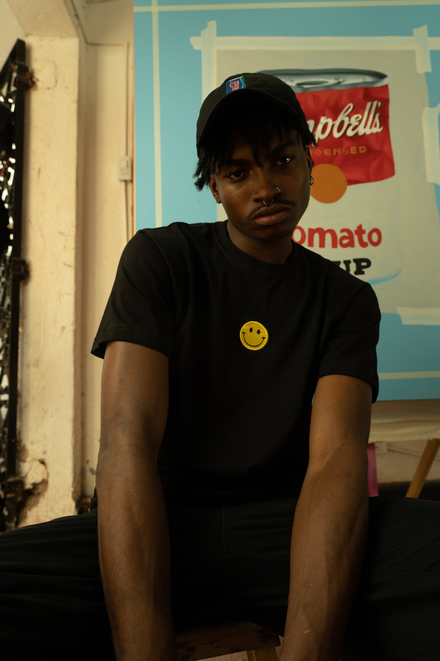 Happy Face  Black T-shirt