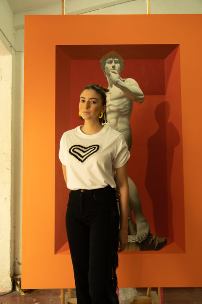 Black and White Heart T-shirt